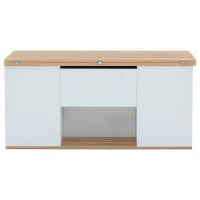Lift-Top Coffee Table with Storage, 3 Drawers and Adjustable Height, 100x51x47 cm, White & Oak(m-2)