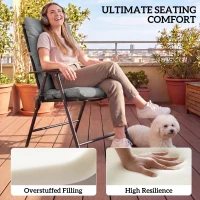 Outsunny Poduszki ogrodowe z oparciem i paskami, wodoodporne poduszki do wnętrz i na zewnątrz, jasnoszary(m-6)