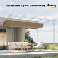 Outsunny Cobertura para Teto Retrátil de 2,5x2,55 m para Pérgola 3x3 Tecido de Substituição com 10 Orifícios de Drenagem Castanho(m-9)