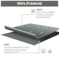Outsunny Housse de meubles de jardin, housse salon de jardin imperméables coupe-vent et anti-UV, 275 x 205 x 90 cm, gris(m-5)