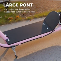 HOMCOM Trottinette patinette Enfant à partir de 5 Ans Grands pneus Guidon réglable poignées Freins et béquille Acier Rose(m-7)