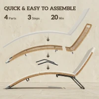 Outsunny Leżanka rattanowa w kształcie litery S z poduszką, oddychająca powierzchnia, stalowa rama(m-8)