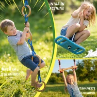 AIYAPLAY Ninja Line copii 10 m set Slackline 9 piese cu 2 inele, leagăn 3-în-1, 2 bare de cățărat pentru 3-8 ani multicolor(m-7)