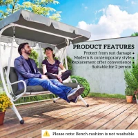 Outsunny Garden Bench Cushion, 2 Seater Swing Chair Cushion, Seat Pad with Ties for Indoor and Outdoor Use, 110 x 120 cm, Black(m-5)