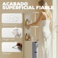 HOMCOM Columna de Baño Moderno Mueble Auxiliar de Baño con 2 Estantes 2 Cajones y 1 Puerta Antivuelco 15x33x136,8 cm Blanco(m-6)