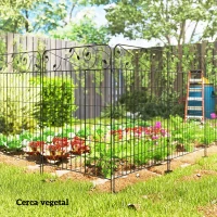 Outsunny Cercas de Jardim de 4 Painéis 88x110 cm Cercas de Jardim Metálicas Cercas Decorativas com Ângulo Ajustável Preto(m-8)