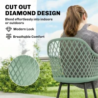 Outsunny Garden Chairs Set of 4, Garden Dining Chairs with Cut Out Diamond Back and Armrests for Patio, Balcony, Terrace, Green(m-5)