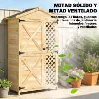 Outsunny Armario de Exterior de Madera con Techo Inclinado Asfalto 2 Puertas con Pestillo 2 Estantes 101,5x49x176 cm Natural(m-7)