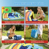 AIYAPLAY Castelo Insuflável Aquático 8 em 1 com Soprador 550W Escorrega Trampolim Escalada Piscinas Cesto Lançamento de Argolas(m-7)