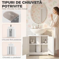 kleankin Dulap Sub Chiuvetă cu 2 Uși, Raft Reglabil și Decupaj în Formă de U, 60x30x60 cm, Alb(m-4)