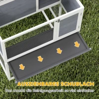 PawHut Hasenstall 2 Etagen Kaninchenstall aus Holz mit wetterfest aufklappbar Dach, Freilaufgehege, Rampe, 98x95x102,5 cm Grau(m-5)