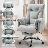 HOMCOM Bureaustoel met Voetensteun 75 x 77 x 110-118 cm Grijs(m-5)