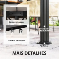 Outsunny Pérgola de Jardim 390x290x270 cm com 4 Cortinas Laterais 4 Telas Mosquiteiras e 8 Orifícios de Drenagem Creme(m-6)