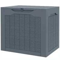 Outsunny 93L Plastic Garden Storage Box, Outdoor Storage Box with Handles, Waterproof Outdoor Storage Container, Light Grey(m-11)