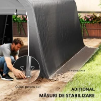 Outsunny /magazie de grădină cu prelata din plastic, cort pentru unelte, garaj montabil, 300B x 450T x 230H cm, Gri închis(m-4)
