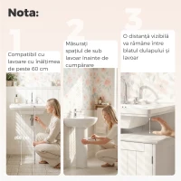 kleankin Dulap Sub Chiuvetă cu 2 Uși, Raft Reglabil și Decupaj în Formă de U, 60x30x60 cm, Alb(m-5)