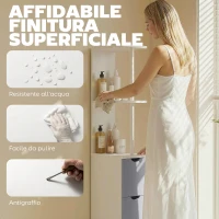 HOMCOM Colonna Bagno, Mobile Bagno Salvaspazio in Legno, Mobiletto con Armadietto, Ripiani e Cassetti, 15x33x136.8 cm, Grigio Chiaro(m-6)