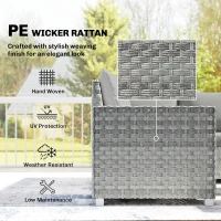 Outsunny 4 Piece Rattan Garden Furniture Set with Loveseat, 2 Armchairs, Glass-Top Table, Wicker Patio Conversation Set, Grey(m-5)