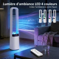 HOMCOM Ventilateur colonne silencieux 36dB, ventilateur tour pour chambre, 93,3cm de haut, oscillant à 45°, 3 vitesses, blanc(m-4)