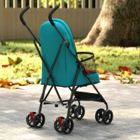 PawHut Dog Stroller, Foldable Cat Dog Pram for Miniature Breeds, Pet Stroller with Brake, Mesh Windows, Dark Green(m-8)