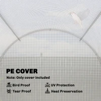 Outsunny Folia szklarniowa 4 x 2 m, wodoodporna folia ogrodowa z drzwiami, 8 okien, ochrona UV, odporna na rozdarcia, polietylen, biała(m-6)