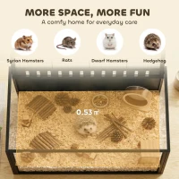 PawHut Hamster Cage Steel Chewproof with Openable Top, Deep Burrow for Dwarf Syrian Hamster, Gerbil, Rats, 105 x 51 x 53 cm(m-4)