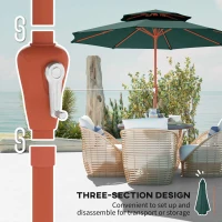 Outsunny 2.7 m Garden Parasol with Double Top Outdoor Market Table Umbrella with Crank System, Green(m-6)