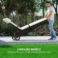 Outsunny Rattan Sun Loungers for Garden Set of 2 with Side Table, Garden Recliner Sunbeds with Adjustable Back, Wheels, Cushions and Headrest, 3 Pieces Garden Furniture Set for Outdoor, Patio, Brown(m-6)