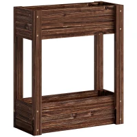 Outsunny 2-Tier Wooden Raised Planter, Raised Garden Bed on Legs with Drainage Holes and Bed Liner, Elevated Garden Planter(m-1)