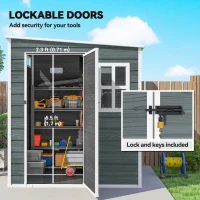 Outsunny Domek ogrodowy 2,89 m² z wyglądem drewna, 3 okna, wentylacja, podłoga, zamek, rękawice, 182 x 182 x 196 cm(m-6)