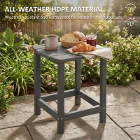 Outsunny Outdoor Side Table, Garden Coffee Table, All-Weather Adirondack Side Table for Garden, Beach, Indoor Outdoor, Grey(m-4)