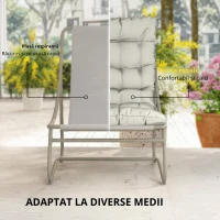 Outsunny Set de grădină 3 piese cu 2 scaune lounge, masă de cafea și perne pentru exterior, patio, balcon, Gri deschis(m-7)