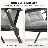 Outsunny Patio Chair Cushions Set of 4, Waterproof Non-Slip Lounge Chair Cushions, 112x53cm, Light Grey(m-6)