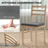 HOMCOM 3-teiliges Esstisch-Set mit 2 Stühlen, Küchentisch für kompakte Räume, gepolsterte Stühle, platzsparend, MDF, Naturholz(m-5)