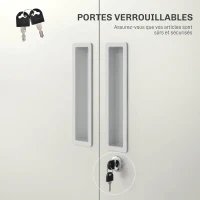 HOMCOM Armoire de bureau à 5 niveaux, armoire en acier avec 2 portes et 4 étagères réglables, verrouillable, blanc(m-5)