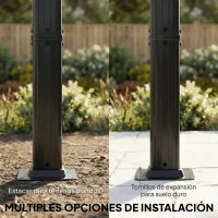 Outsunny Pérgola de Jardín 4x3 m con Cortinas Enrollables Automáticas y Techo Retráctil Cenador de Jardín con UPF50+ Gris Oscuro(m-7)