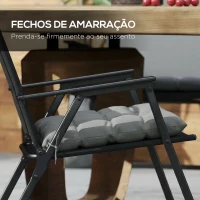 Outsunny Conjunto de 6 Almofadas para Cadeiras de Jantar 40x40 cm 6 Unidades Almofadas para Cadeiras de Jardim Acolchoadas com Fitas Cinzento(m-5)