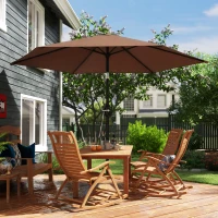Outsunny 2.6 m Garden Parasol Umbrella with Aluminium Pole, Outdoor Patio Umbrella with Tilt and Crank, Vent, Coffee(m-9)