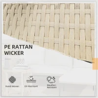 Outsunny Zestaw mebli ogrodowych z rattanu PE, 122 x 79 x 75 cm, Natur + Krémowy(m-4)