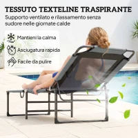 Outsunny Lettino da Esterno Reclinabile 4 Posizioni, Sedia Pieghevole con Maniglia, Grigio.(m-6)