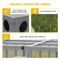 PawHut Domek dla królików z wybiegiem, otwieranym dachem i schronieniem dla 2-4 miniaturowych królików 180,4 x 150 x 48 cm Szary(m-7)