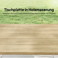 Outsunny Outdoor-Couchtisch, rechteckiger Metall-Beistelltisch mit Tischplatte in Holzoptik, 100 x 55 cm, Braun(m-4)
