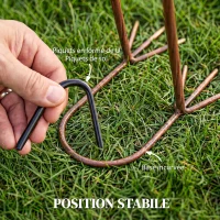 Outsunny Statue de Jardin Flamant Rose, Sculpture d'Oiseau en Métal avec Plumes Florales, 28 x 19 x 83 cm, Rouge(m-6)