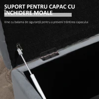 Homcom Cufar Depozitare Multifunctional – Cu 2 Pouf Catifea Gri(m-6)