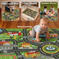 AIYAPLAY Mata do raczkowania, mata do zabawy 160x100x0,5cm, antypoślizgowa mata z motywem miasta do pokoju dziecięcego(m-7)