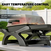 Outsunny Grill Stołowy Elektryczny 2300 W 23x71 cm Przenośny z Emaliowanymi Rusztami i Tacką na Tłuszcz(m-4)