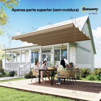 Outsunny Cobertura para Teto Retrátil de 2,5x2,55 m para Pérgola 3x3 Tecido de Substituição com 10 Orifícios de Drenagem Castanho(m-8)