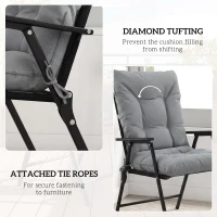 Outsunny Poduszki ogrodowe z oparciem i paskami, wodoodporne poduszki do wnętrz i na zewnątrz, jasnoszary(m-5)