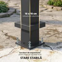 Outsunny Pergolă aprox. 3x3 m acoperiș terasă din aluminiu cu lamele reglabile, montare pe perete, gri închis(m-6)