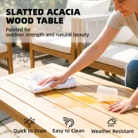 Outsunny Zestaw mebli ogrodowych z drewna dla 4 osób – kanapa, 2 fotele, stolik, dekoracja z lin, lamelowe wykończenie, zdejmowane poduszki(m-7)